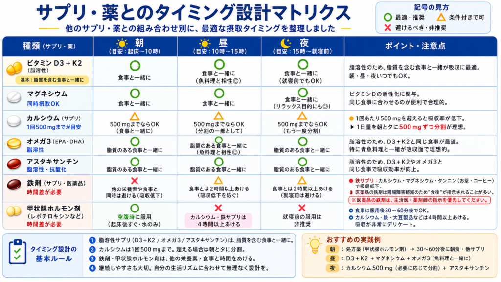 他サプリ・薬とのタイミング設計マトリクス
